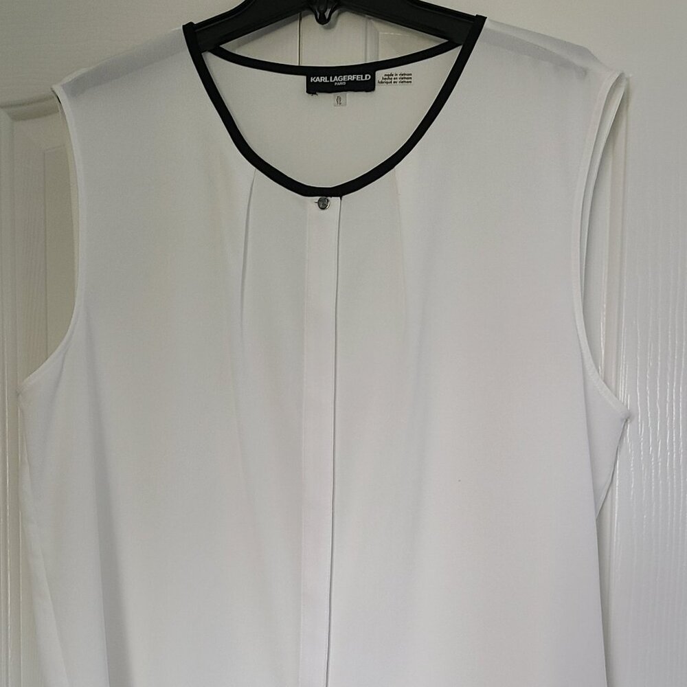 Karl Lagerfeld White Sleeveless Blouse, XL